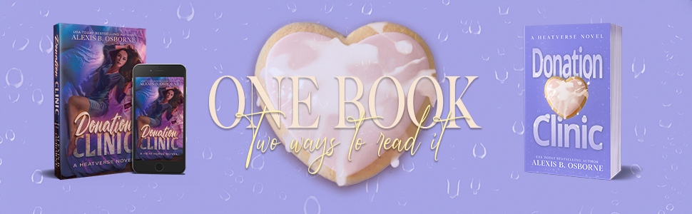 A graphic showing the steamy and discreet cover versions of the book Donation Clinic